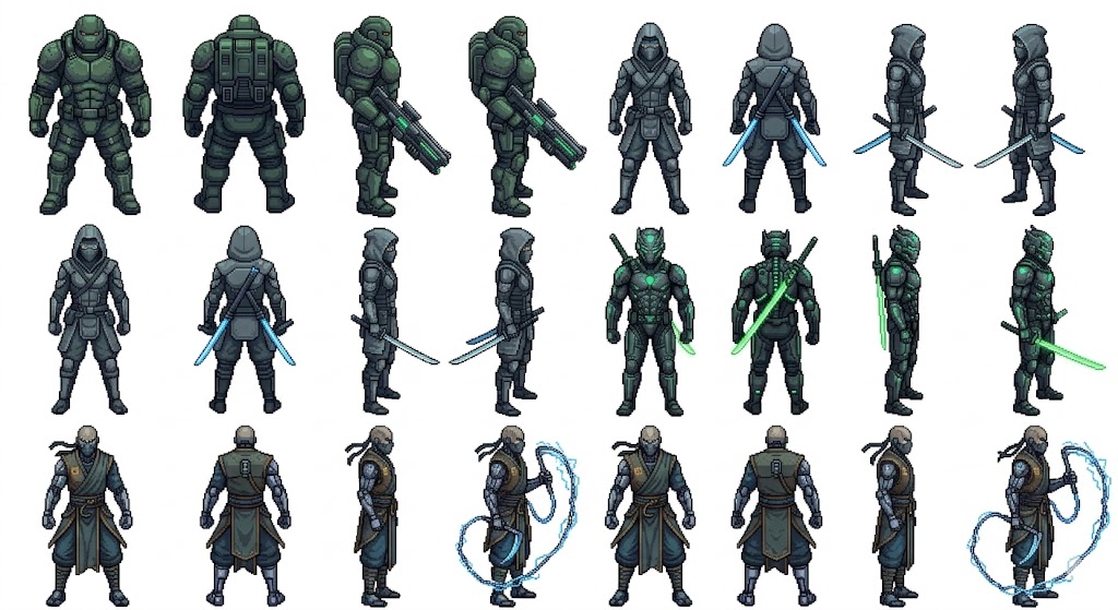 4-direction sprite sheet - full party rotations